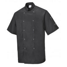 Chef Jacket Stud S/Sleeve - Black
