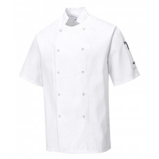 Chef Jacket Stud S/Sleeve - White
