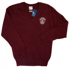 St Athanasius Primary Cotton V-neck Jumper - Burgundy
